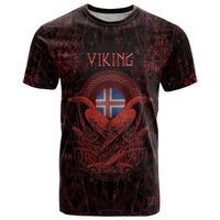 Iceland Vikings T Shirt Norse Runes with Raven and Longship Design Featuring National Flag