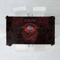 Iceland Vikings Tablecloth Norse Runes with Raven and Longship Design Featuring National Flag