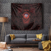 Iceland Vikings Tapestry Norse Runes with Raven and Longship Design Featuring National Flag