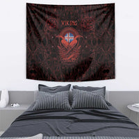 Iceland Vikings Tapestry Norse Runes with Raven and Longship Design Featuring National Flag