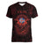 Iceland Vikings Women V-Neck T-Shirt Norse Runes with Raven and Longship Design Featuring National Flag