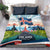 Iceland National Day Bedding Set with Icelandic Flag Crest and Scenic Landscape Design