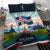 Iceland National Day Bedding Set with Icelandic Flag Crest and Scenic Landscape Design
