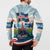Iceland National Day Button Sweatshirt with Icelandic Flag Crest and Scenic Landscape Design