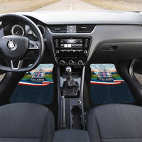 Iceland National Day Car Mats with Icelandic Flag Crest and Scenic Landscape Design