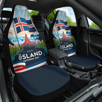 Iceland National Day Car Seat Cover with Icelandic Flag Crest and Scenic Landscape Design