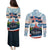 Iceland National Day Couples Matching Puletasi and Long Sleeve Button Shirt with Icelandic Flag Crest and Scenic Landscape Design