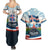 Iceland National Day Couples Matching Summer Maxi Dress and Hawaiian Shirt with Icelandic Flag Crest and Scenic Landscape Design