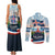 Iceland National Day Couples Matching Tank Maxi Dress and Long Sleeve Button Shirt with Icelandic Flag Crest and Scenic Landscape Design