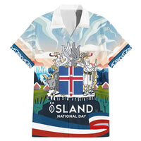 Iceland National Day Family Matching Mermaid Dress and Hawaiian Shirt with Icelandic Flag Crest and Scenic Landscape Design