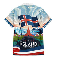 Iceland National Day Family Matching Mermaid Dress and Hawaiian Shirt with Icelandic Flag Crest and Scenic Landscape Design