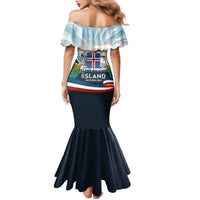 Iceland National Day Family Matching Mermaid Dress and Hawaiian Shirt with Icelandic Flag Crest and Scenic Landscape Design