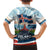 Iceland National Day Family Matching Off Shoulder Maxi Dress and Hawaiian Shirt with Icelandic Flag Crest and Scenic Landscape Design