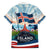 Iceland National Day Family Matching Short Sleeve Bodycon Dress and Hawaiian Shirt with Icelandic Flag Crest and Scenic Landscape Design