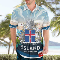 Iceland National Day Hawaiian Shirt with Icelandic Flag Crest and Scenic Landscape Design