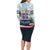 Iceland National Day Long Sleeve Bodycon Dress with Icelandic Flag Crest and Scenic Landscape Design