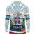 Iceland National Day Long Sleeve Polo Shirt with Icelandic Flag Crest and Scenic Landscape Design