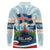 Iceland National Day Long Sleeve Polo Shirt with Icelandic Flag Crest and Scenic Landscape Design
