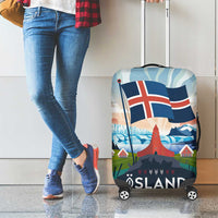Iceland National Day Luggage Cover with Icelandic Flag Crest and Scenic Landscape Design