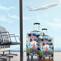 Iceland National Day Luggage Cover with Icelandic Flag Crest and Scenic Landscape Design