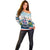 Iceland National Day Off Shoulder Sweater with Icelandic Flag Crest and Scenic Landscape Design
