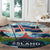 Iceland National Day Round Carpet with Icelandic Flag Crest and Scenic Landscape Design