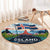 Iceland National Day Round Carpet with Icelandic Flag Crest and Scenic Landscape Design