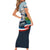 Iceland National Day Short Sleeve Bodycon Dress with Icelandic Flag Crest and Scenic Landscape Design