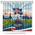 Iceland National Day Shower Curtain with Icelandic Flag Crest and Scenic Landscape Design