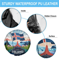 Iceland National Day Spare Tire Cover with Icelandic Flag Crest and Scenic Landscape Design