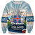 Iceland National Day Sweatshirt with Icelandic Flag Crest and Scenic Landscape Design