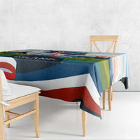 Iceland National Day Tablecloth with Icelandic Flag Crest and Scenic Landscape Design