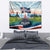 Iceland National Day Tapestry with Icelandic Flag Crest and Scenic Landscape Design