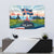 Iceland National Day Tapestry with Icelandic Flag Crest and Scenic Landscape Design