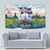 Iceland National Day Tapestry with Icelandic Flag Crest and Scenic Landscape Design