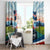 Iceland National Day Window Curtain with Icelandic Flag Crest and Scenic Landscape Design