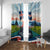 Iceland National Day Window Curtain with Icelandic Flag Crest and Scenic Landscape Design