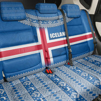 Iceland Flag Back Car Seat Cover with Icelandic Crest and Traditional Nordic Knit Pattern Design