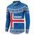 Iceland Flag Button Sweatshirt with Icelandic Crest and Traditional Nordic Knit Pattern Design