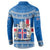 Iceland Flag Button Sweatshirt with Icelandic Crest and Traditional Nordic Knit Pattern Design