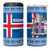 Iceland Flag 4 in 1 Can Cooler Tumbler with Icelandic Crest and Traditional Nordic Knit Pattern Design