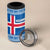Iceland Flag 4 in 1 Can Cooler Tumbler with Icelandic Crest and Traditional Nordic Knit Pattern Design