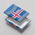 Iceland Flag Canvas Wall Art with Icelandic Crest and Traditional Nordic Knit Pattern Design