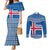 Iceland Flag Couples Matching Mermaid Dress and Long Sleeve Button Shirt with Icelandic Crest and Traditional Nordic Knit Pattern Design