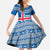 Iceland Flag Family Matching Off The Shoulder Long Sleeve Dress and Hawaiian Shirt with Icelandic Crest and Traditional Nordic Knit Pattern Design