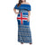 Iceland Flag Family Matching Off Shoulder Maxi Dress and Hawaiian Shirt with Icelandic Crest and Traditional Nordic Knit Pattern Design