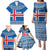 Iceland Flag Family Matching Puletasi and Hawaiian Shirt with Icelandic Crest and Traditional Nordic Knit Pattern Design