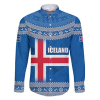 Iceland Flag Family Matching Summer Maxi Dress and Hawaiian Shirt with Icelandic Crest and Traditional Nordic Knit Pattern Design