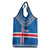 Iceland Flag Grocery Bag with Icelandic Crest and Traditional Nordic Knit Pattern Design