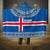 Iceland Flag Hooded Blanket with Icelandic Crest and Traditional Nordic Knit Pattern Design